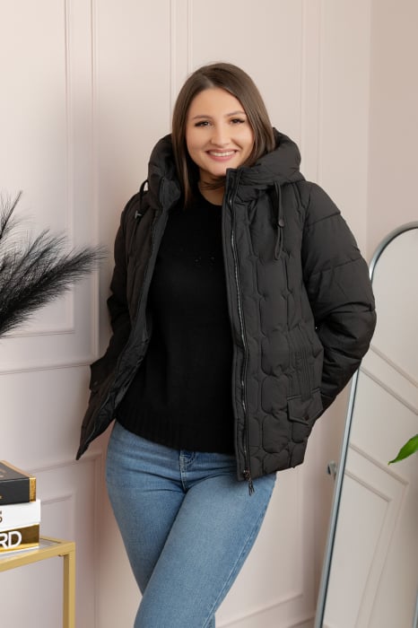 Geaca matlasata Alyssa cu gluga nedetasabila - Negru [1]