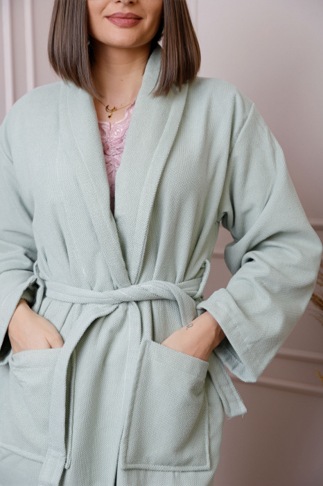 Halat dama Naomi verde mint cu cordon si buzunare [2]