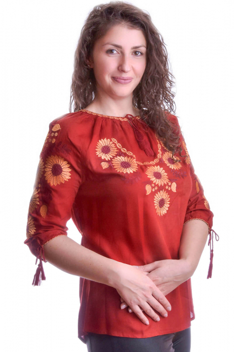 Bluza rosie cu motiv portocaliu Sandra 02 [2]