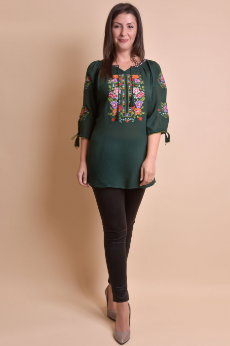 Bluza verde cu motiv multicolor Ela 01 [10]