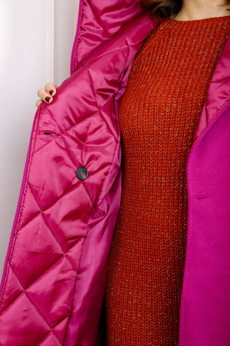 Palton dama elegant fuchsia cu gluga captusita [2]