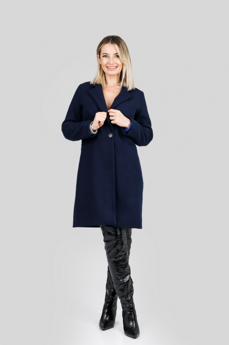 Palton elegant bleumarin cu un nasture [4]