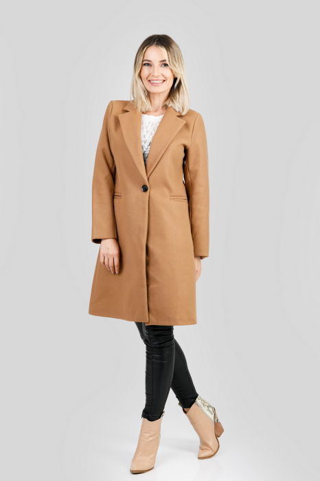 Palton elegant camel cu un nasture [4]