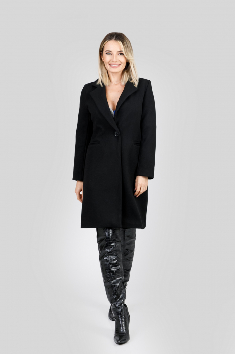 Palton elegant negru cu un nasture [4]