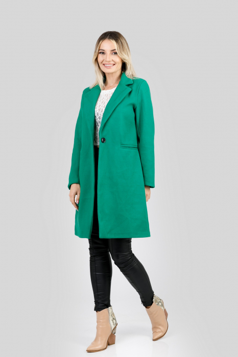 Palton elegant verde cu un nasture [4]
