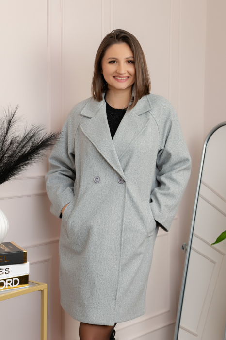 Palton gri cu rever amplu si nasturi Diane [3]