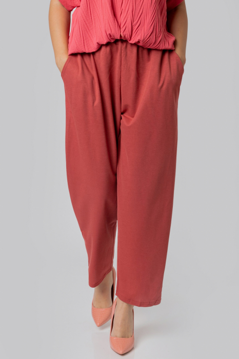 Pantaloni caramizii casual cu buzunare [3]