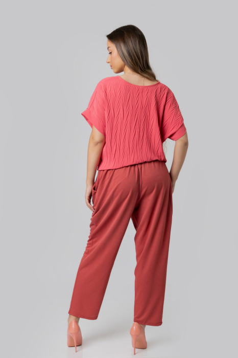 Pantaloni caramizii casual cu buzunare [4]