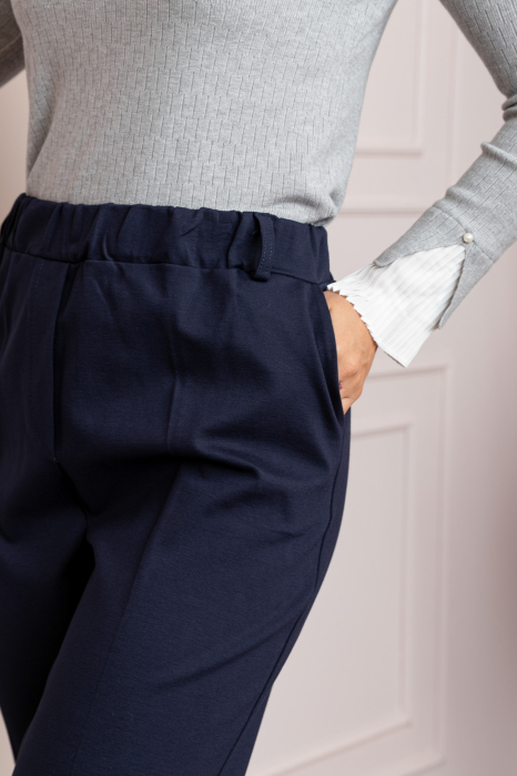 Pantaloni dama bleumarin cu talie elastica Marceline [2]