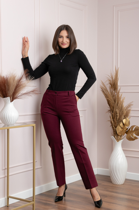 Pantaloni dama grena cu croi drept Janine [4]