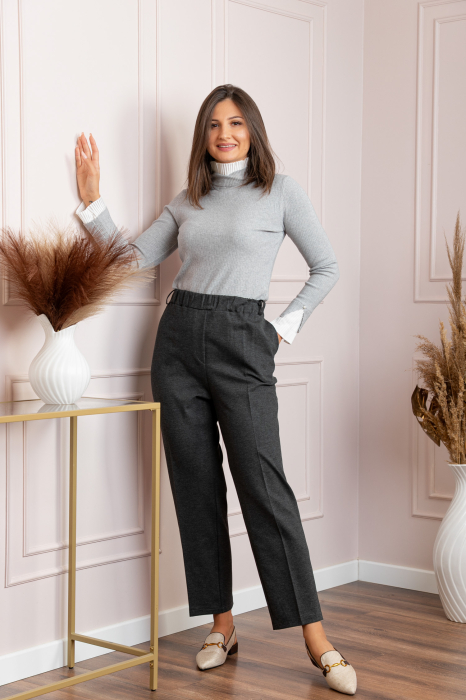 Pantaloni dama gri antracit cu talie elastica Marceline [4]