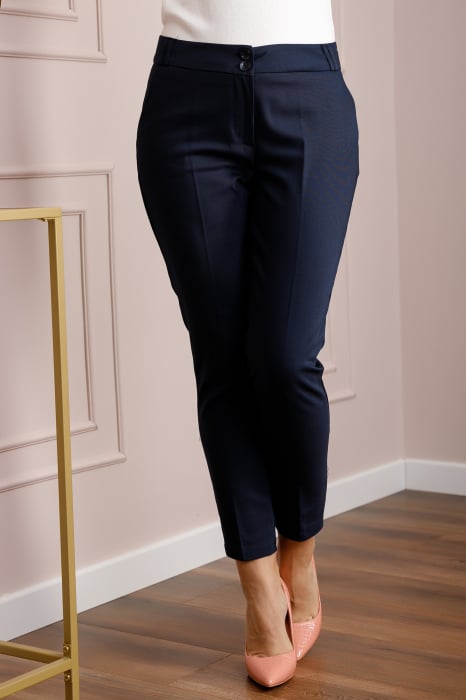 Pantaloni eleganti bleumarin cu buzunare functionale [2]