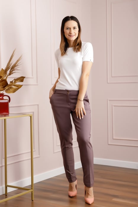 Pantaloni eleganti gri cu buzunare functionale