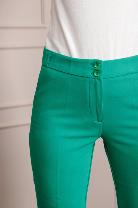 Pantaloni eleganti verzi cu buzunare functionale [3]