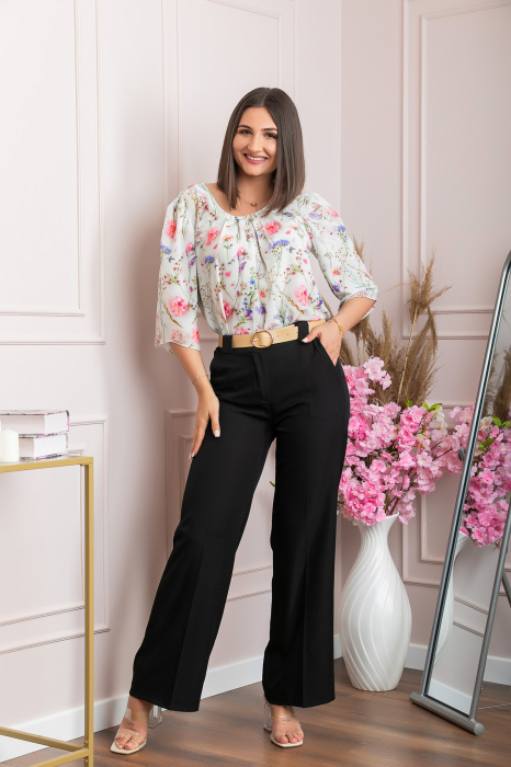 Pantaloni evazati Rafaella cu buzunare functionale - Negru