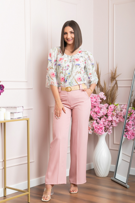 Pantaloni evazati Rafaella cu buzunare functionale - Roz