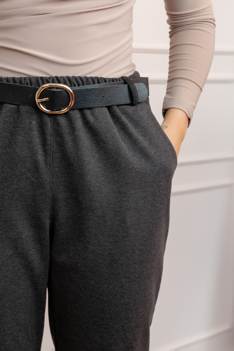Pantaloni grosi Nancy cu curea reglabila si buzunare functionale - Gri [2]