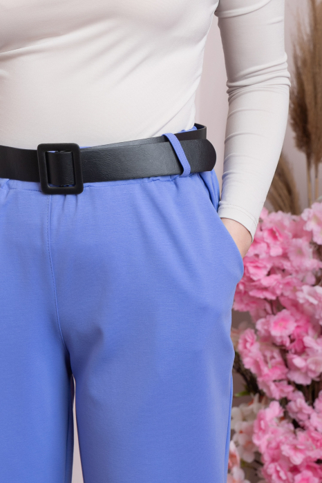 Pantaloni Jessie albastri cu croi lejer si talie elastica [2]