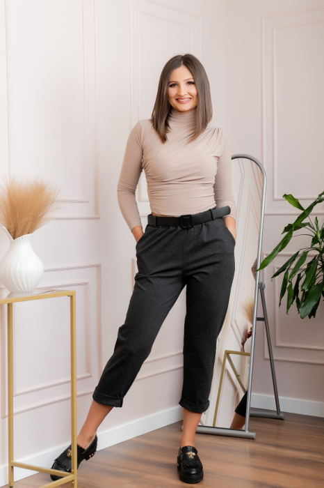 Pantaloni Jessie gri antracit cu croi lejer si talie elastica [3]