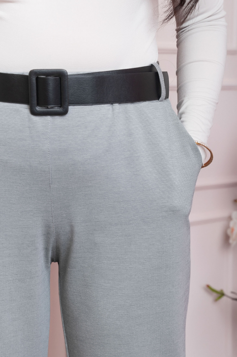 Pantaloni Jessie gri cu croi lejer si talie elastica [2]