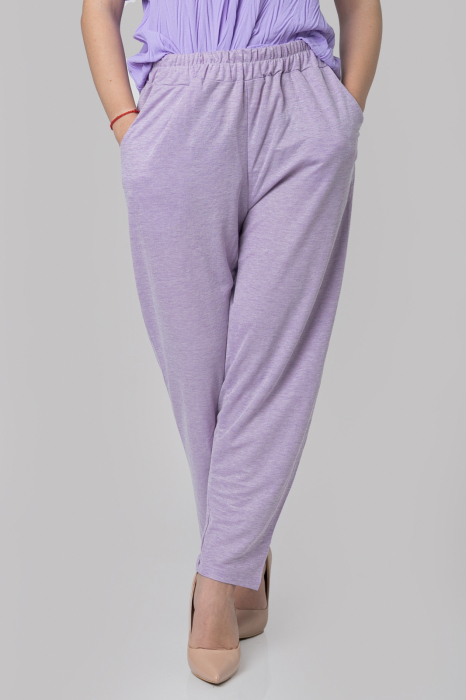 Pantaloni lila casual cu buzunare [2]