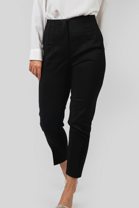 Pantaloni negri cu talie inalta si cusaturi decorative [2]