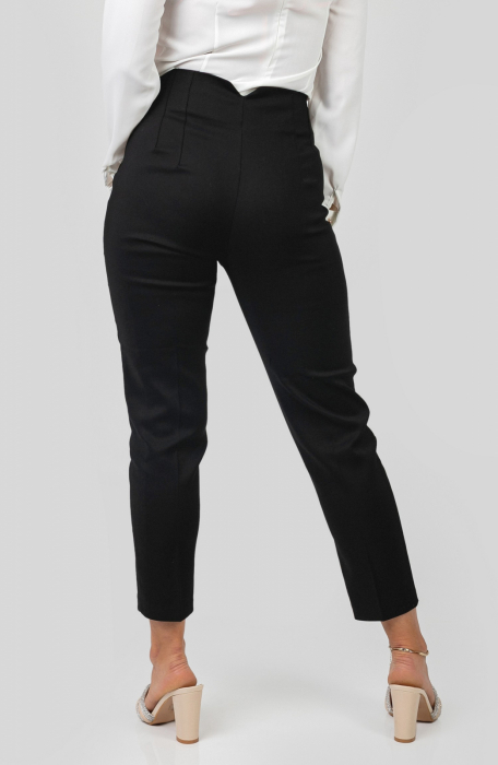 Pantaloni negri cu talie inalta si cusaturi decorative [3]