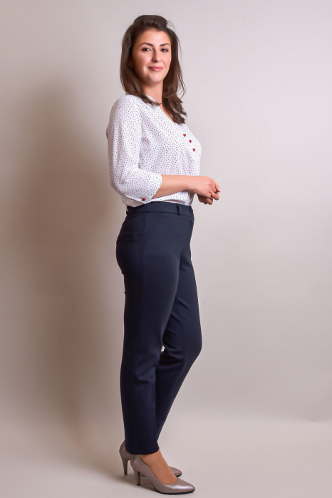 Pantaloni office bleumarin cu talie inalta [3]
