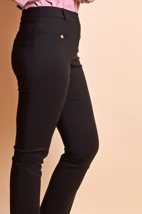Pantaloni office negri cu fermoare aplicate [9]