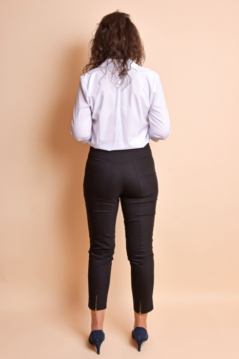 Pantaloni office negri cu fermoare decorative [7]