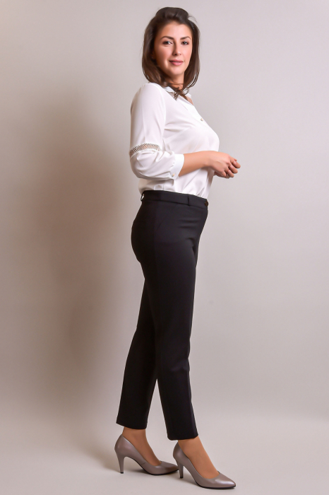 Pantaloni office negri cu talie inalta [3]