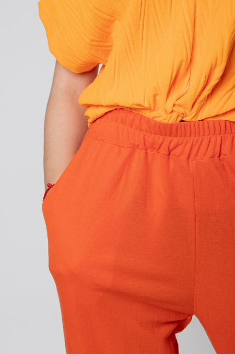 Pantaloni orange casual cu buzunare [2]