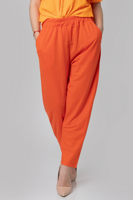 Pantaloni orange casual cu buzunare [4]