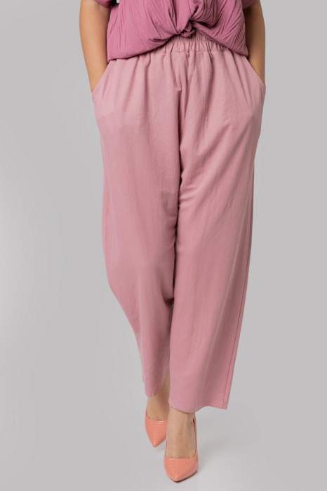 Pantaloni roz somon casual cu buzunare [2]