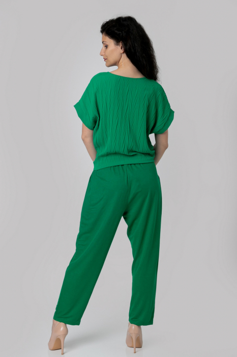 Pantaloni verde smarald casual cu buzunare [4]