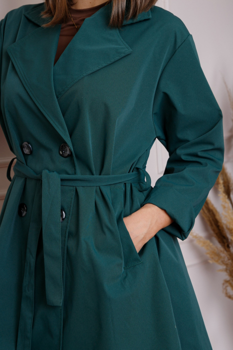 Pardesiu elegant verde cu cordon si nasturi [2]