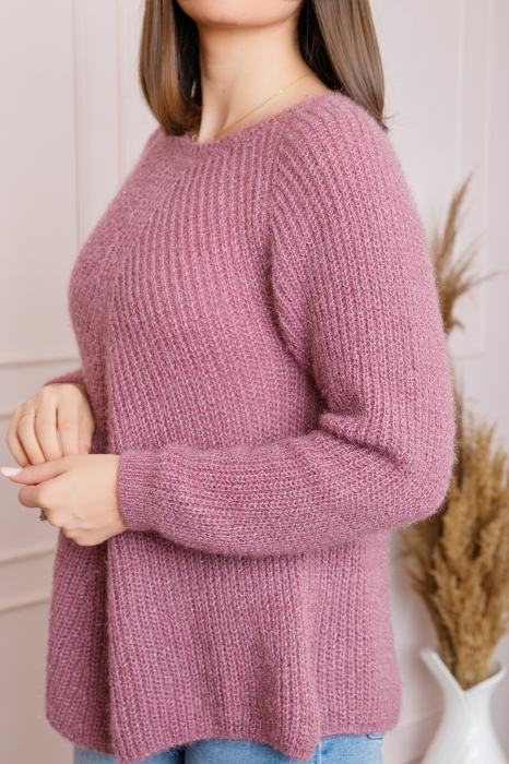 Pulover Bella pufos roz pudrat cu maneci raglan [2]