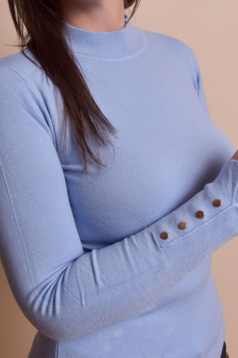 Pulover bleu cu nasturi decorativi [2]