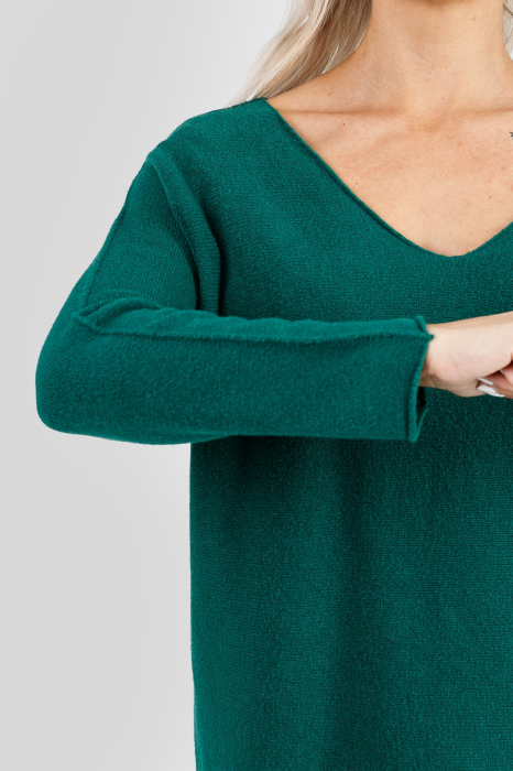 Pulover casual verde cu maneci liliac [2]