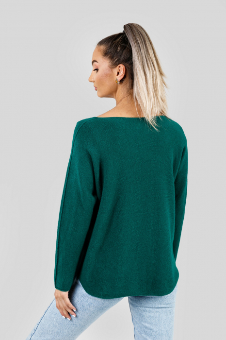 Pulover casual verde cu maneci liliac [3]