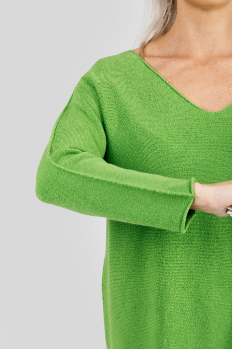 Pulover casual verde praz cu maneci liliac [2]