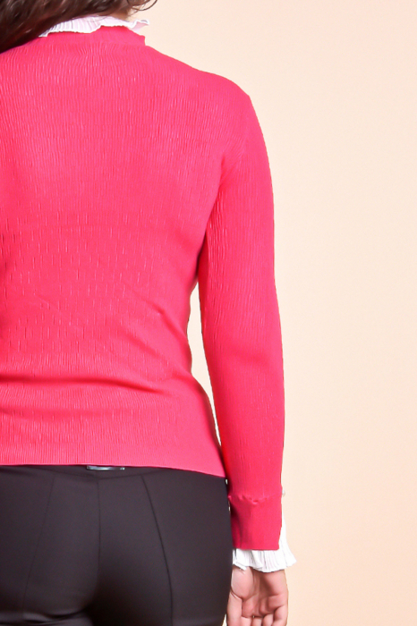 Pulover ciclam cu guler si maneci creponate [6]