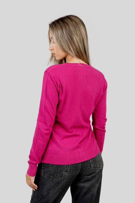 Pulover clasic ciclam cu nasturi [3]