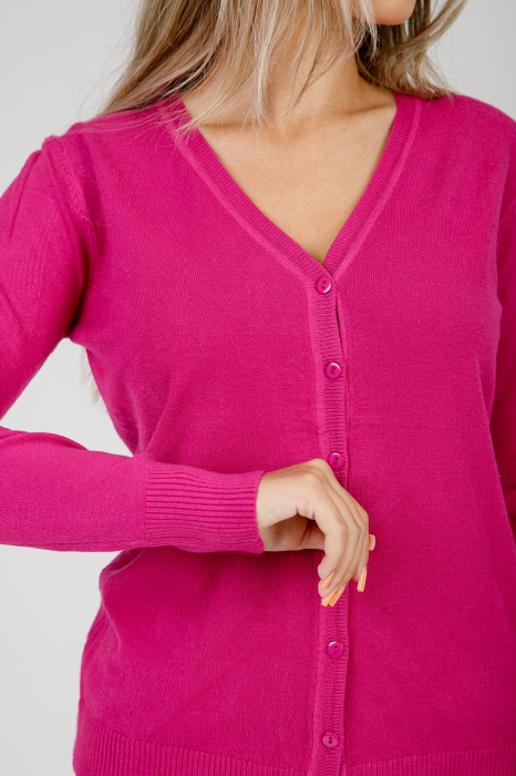 Pulover clasic ciclam cu nasturi [2]