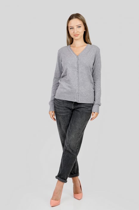 Pulover clasic gri cu nasturi [4]