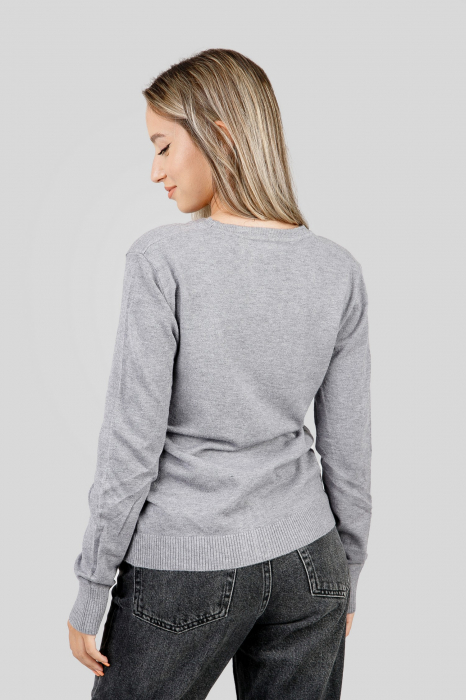 Pulover clasic gri cu nasturi [3]