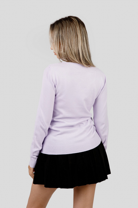 Pulover clasic lila cu decolteu barcuta [3]