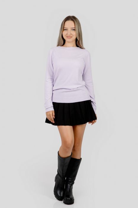 Pulover clasic lila cu decolteu barcuta [4]