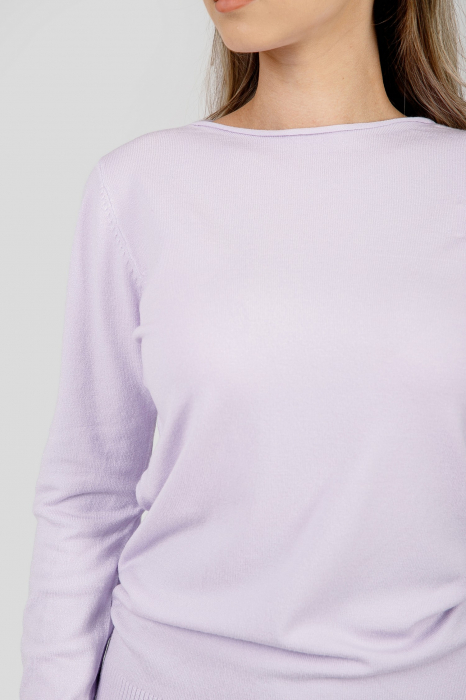 Pulover clasic lila cu decolteu barcuta [2]