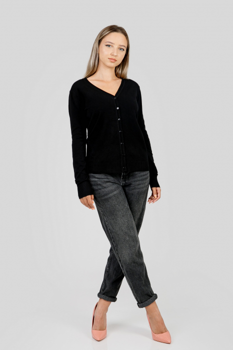 Pulover clasic negru cu nasturi [4]